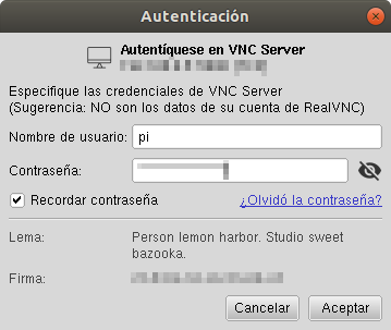 Autenticación de VNC