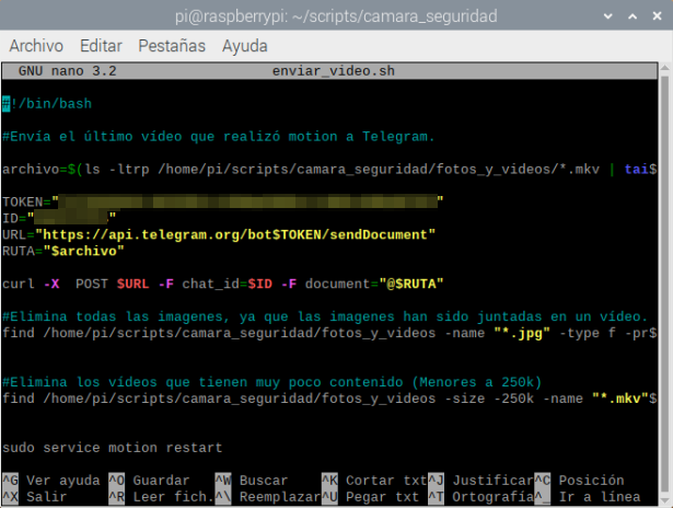 script que envía vídeo a telegram