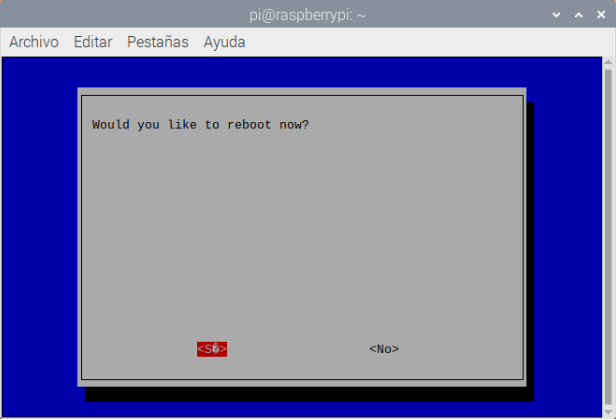 reiniciamos para habilitar nuestra camara