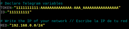 token y id de telegram en script