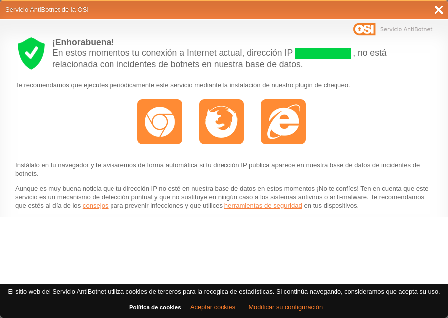 Anti-botnet service result