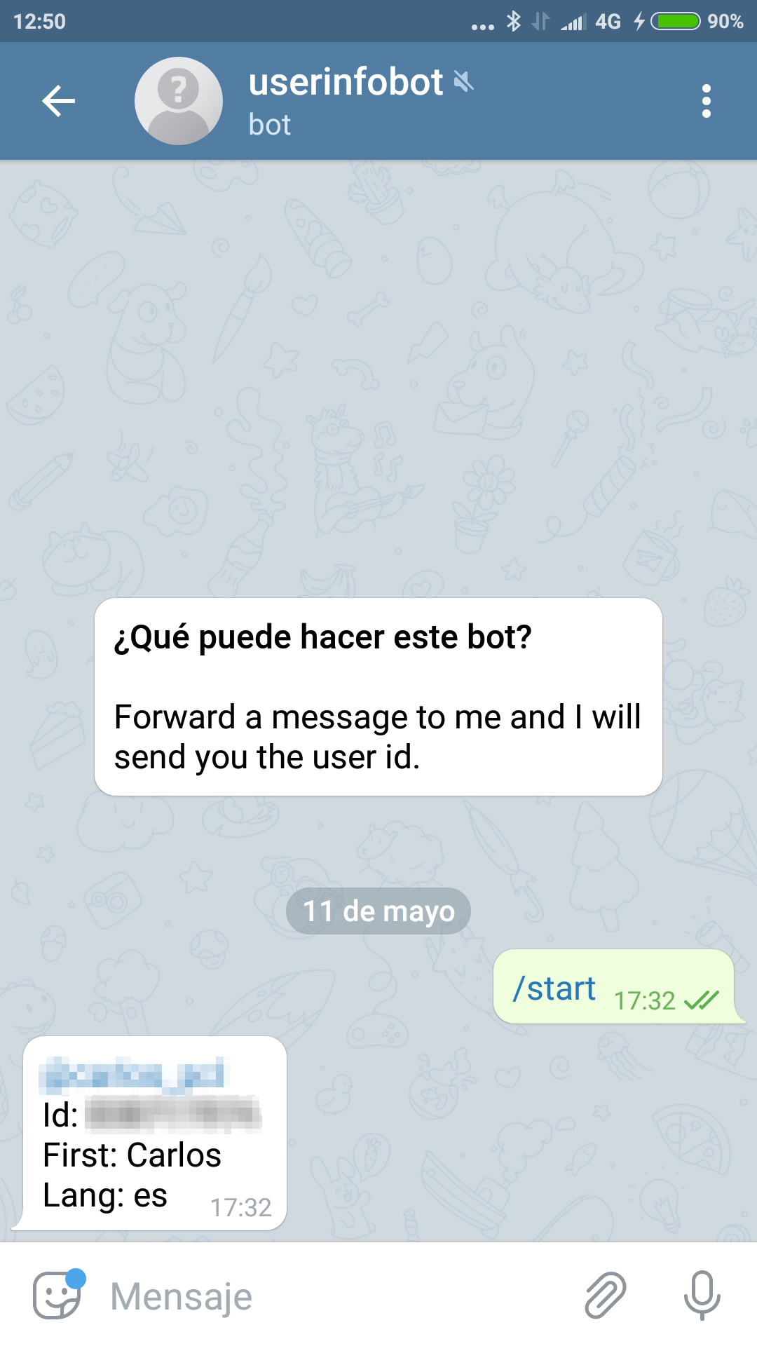 Userinfo nos devuelve nuestro ID de Telegram