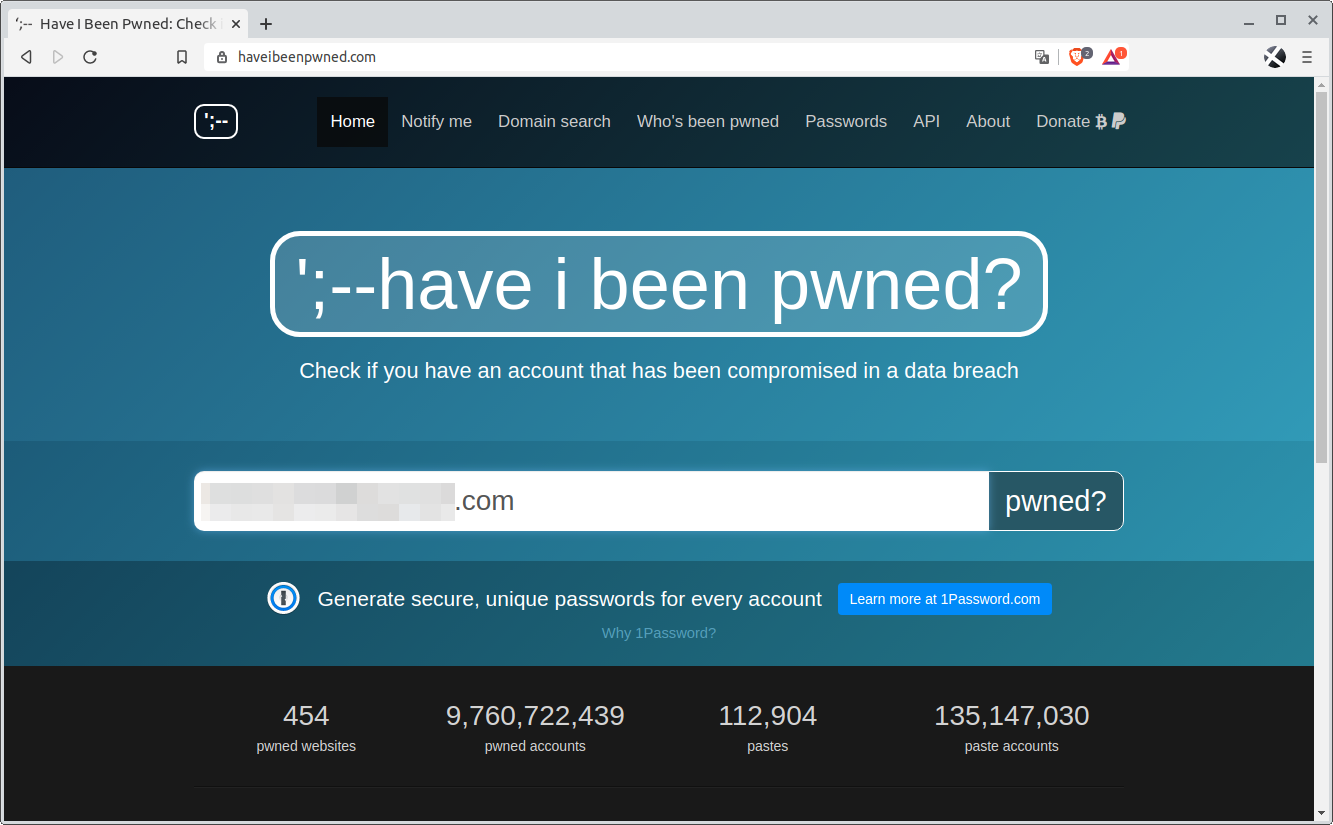 Introducimos correo en haveibeenpwned