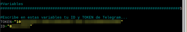 Token e ID del Telegram
